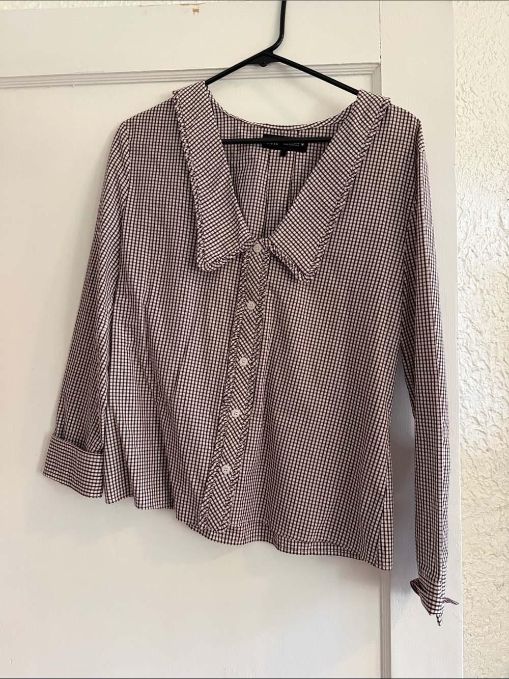 Zara gingham women’s collared blouse